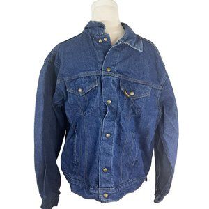 Vintage Saddle King Western Denim Jean Trucker Jacket USA Made Mens Large